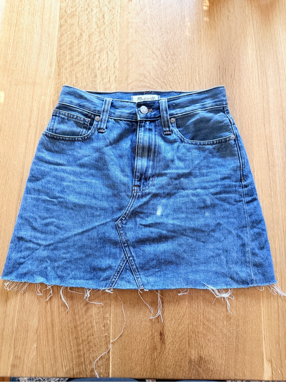 Madewell Denim A-Line Mini Skirt with Frayed Hem